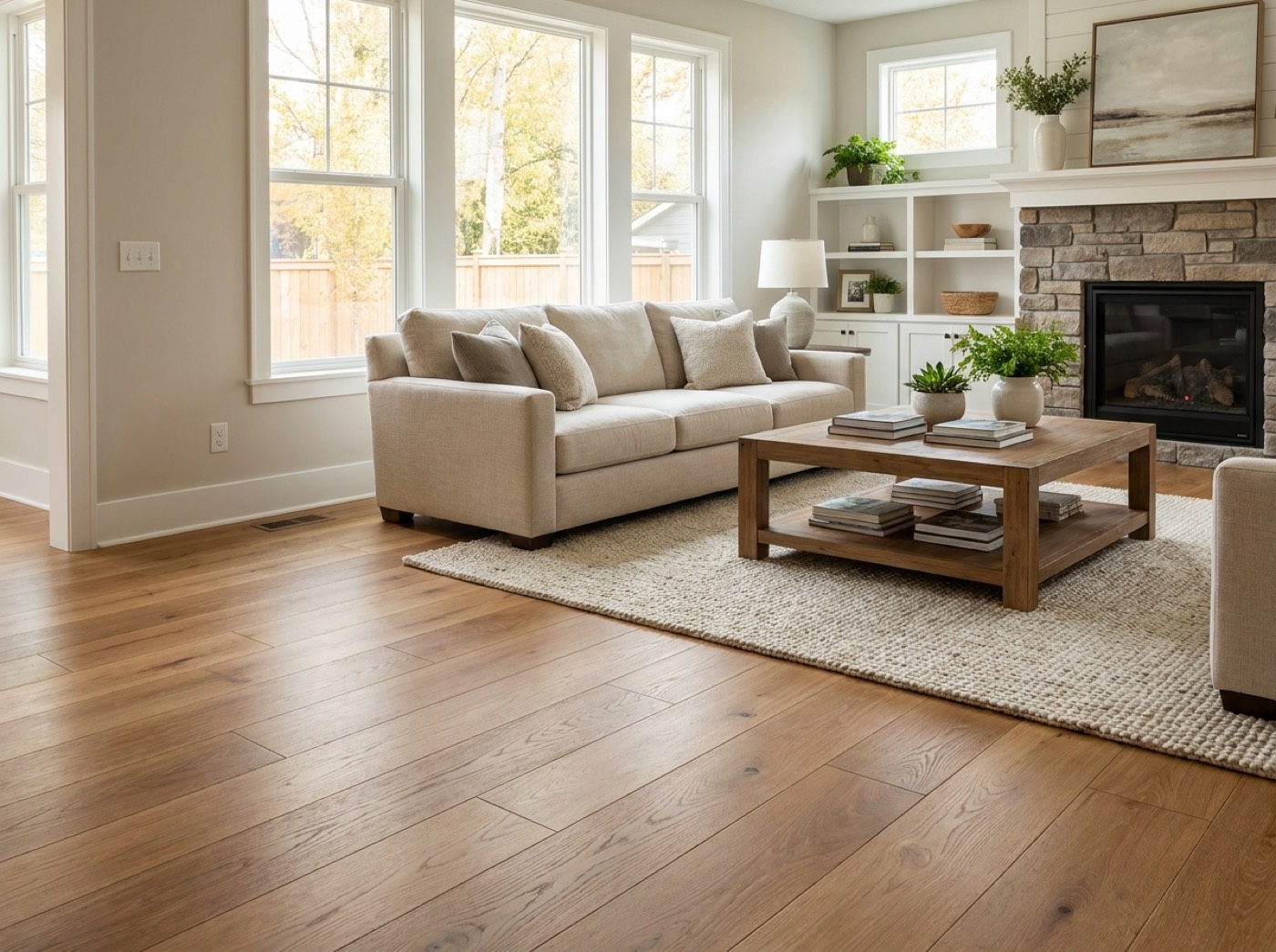 Hardwood flooring in a living room
