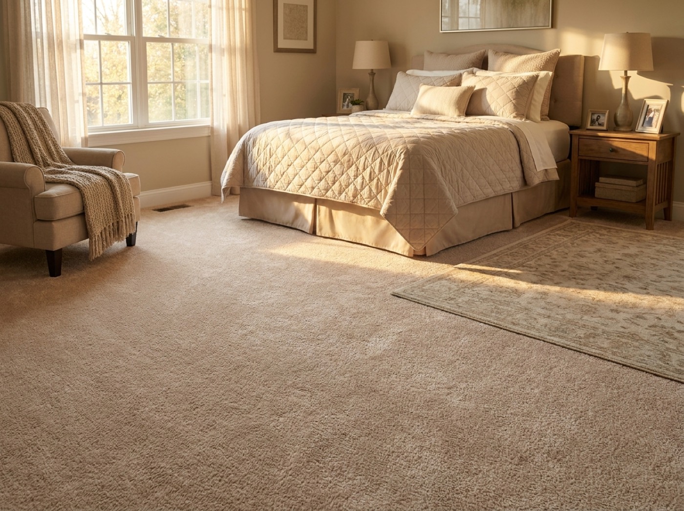 New carpet in a bedroom